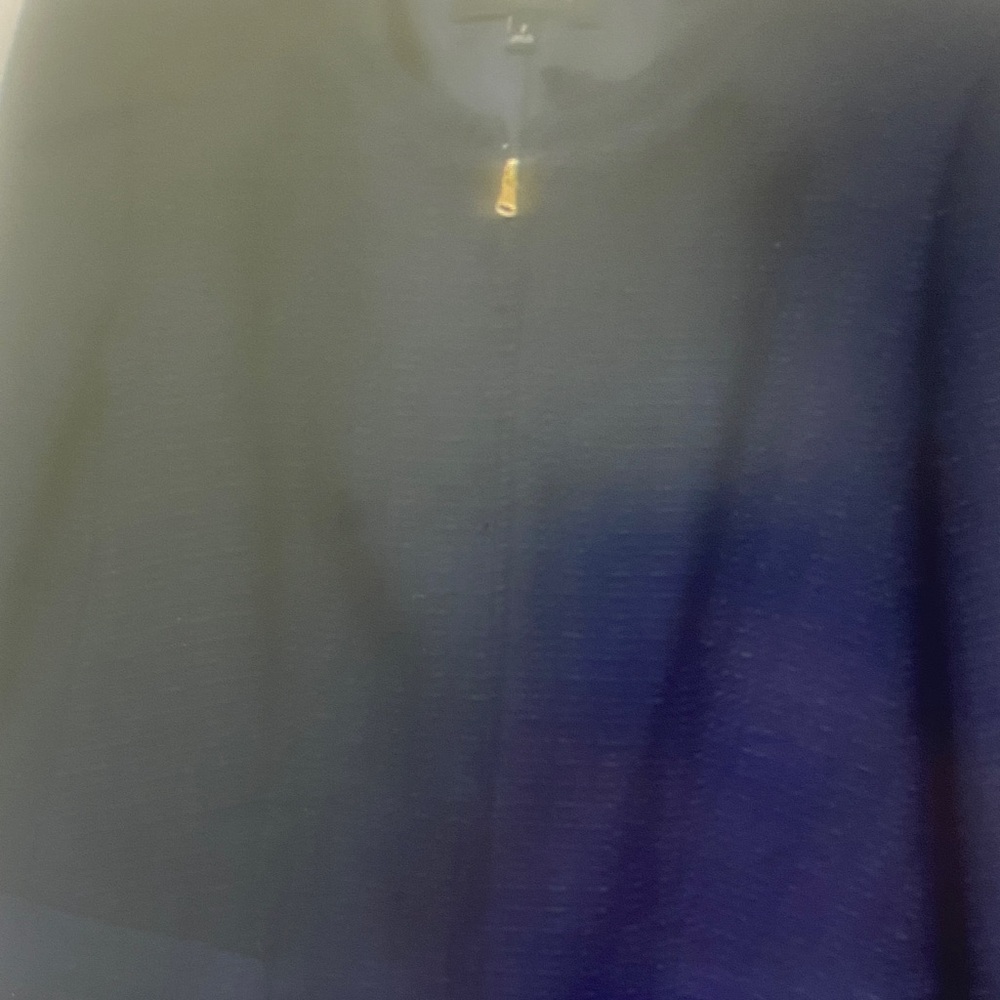 Talbots navy tweed zip up blazer with gold buttons size 2
